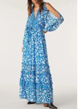 ba&sh Blue Floral Cold-Shoulder Maxi Dress (Fanny)